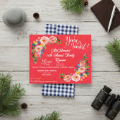 ファミリー懇親会ピンクポルカ点々のある招待状フライヤー チラシ