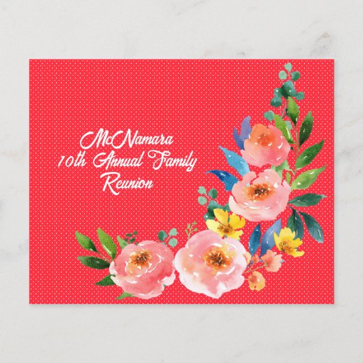 ファミリー懇親会ピンクポルカ点々のある招待状フライヤー チラシ (裏面)