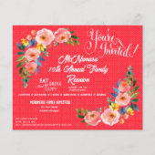 ファミリー懇親会ピンクポルカ点々のある招待状フライヤー チラシ (正面)