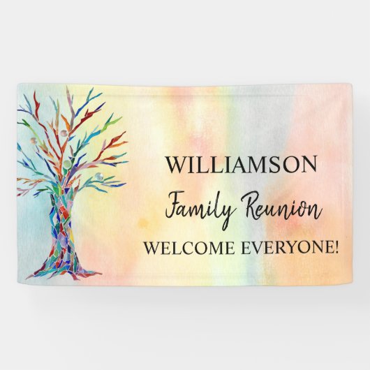 ファミリー懇親会ファミリーツリーウェルカムバナー 横断幕 (横)