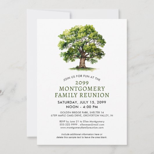 ファミリー懇親会ファミリーツリーウォータカラー 招待状 (正面)