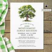 ファミリー懇親会ファミリーツリーウォータカラー 招待状