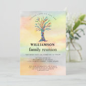 ファミリー懇親会ファミリーツリーカラフル招待状 招待状 (スタンド正面)