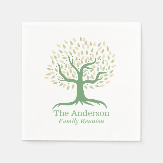 ファミリー懇親会ファミリーツリーグエレガントリーン スタンダードカクテルナプキン (正面)