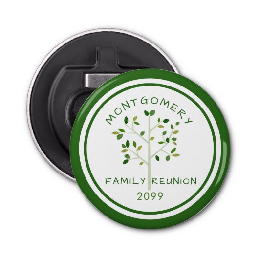 ファミリー懇親会ファミリーツリーグリーンパーソナライズされた 栓抜き (正面)