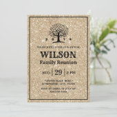 ファミリー懇親会ファミリーツリーモダン金ゴールドグリッター 招待状 (スタンド正面)