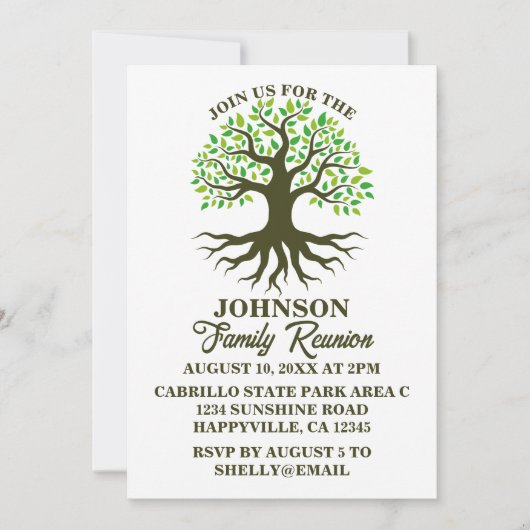 ファミリー懇親会ファミリーツリールーツ 招待状 (正面)