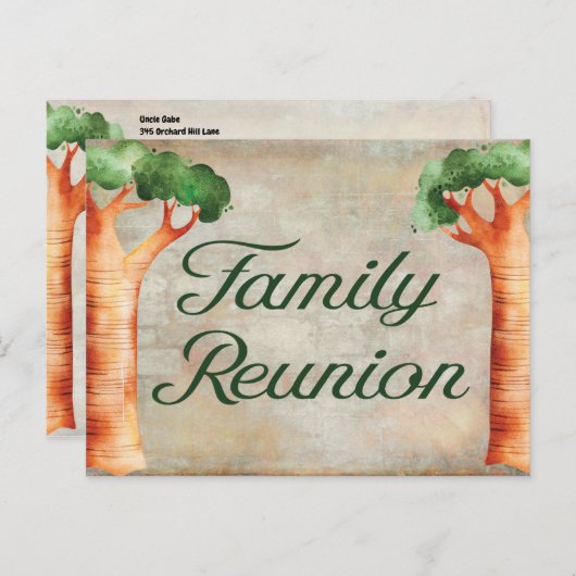 ファミリー懇親会ファミリーツリー招待状 ポストカード (正面/裏面)