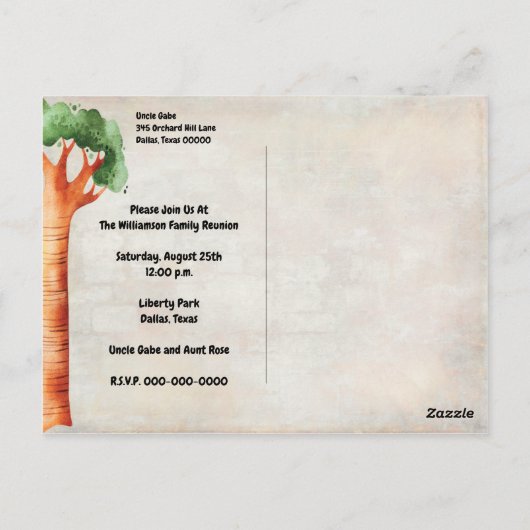 ファミリー懇親会ファミリーツリー招待状 ポストカード (裏面)