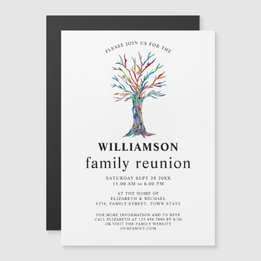 ファミリー懇親会ファミリーツリー磁気招待状 マグネット招待状 (正面/裏面)