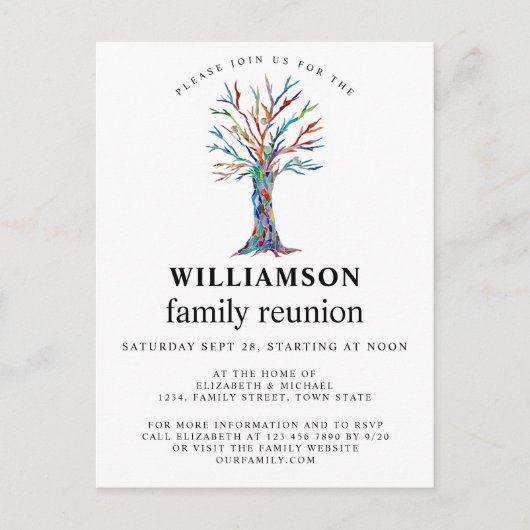 ファミリー懇親会ファミリーツリー インビテーションポストカード (正面)
