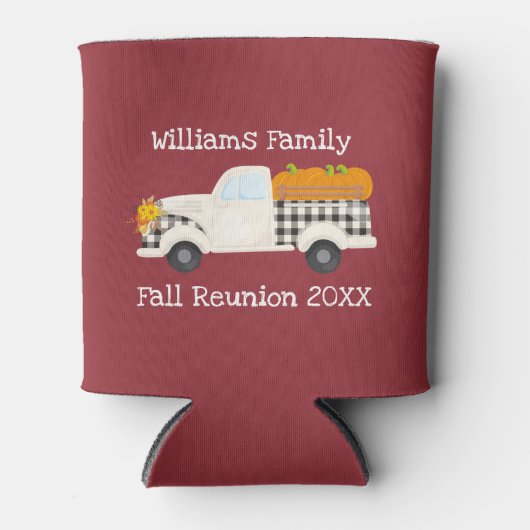 ファミリー懇親会ファームトラックキュート秋フェスティバルレッド 缶クーラー (正面)