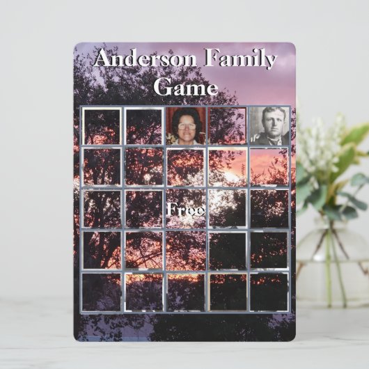 ファミリー懇親会フォトゲームパープルサンセットと木 (スタンド正面)