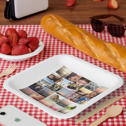 ファミリー懇親会フォトコラージュキープサケ ペーパープレート (ピクニック)