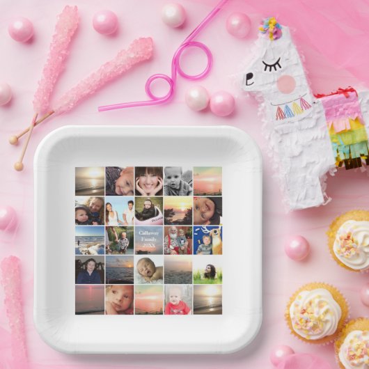 ファミリー懇親会フォトコラージュキープサケ ペーパープレート (パーティー)