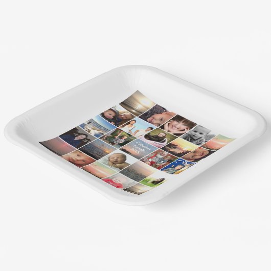 ファミリー懇親会フォトコラージュキープサケ ペーパープレート (傾斜あり)