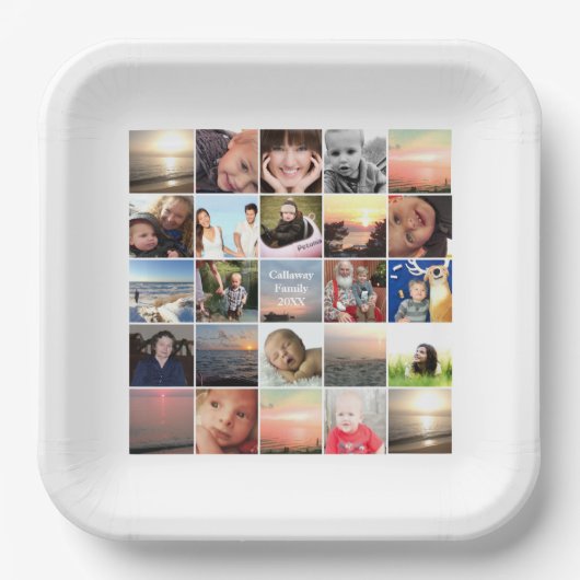 ファミリー懇親会フォトコラージュキープサケ ペーパープレート (正面)