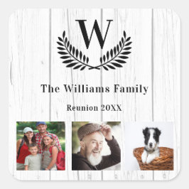 ファミリー懇親会フォトモノグラム素朴な木 スクエアシール