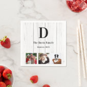 ファミリー懇親会フォトモノグラム素朴な木 スタンダードカクテルナプキン (インサイチュ)