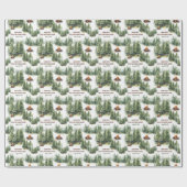 ファミリー懇親会フォレストキャンプファイアーグリーンネーム ラッピングペーパー (フラット)