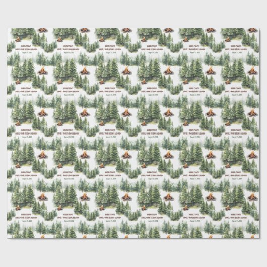 ファミリー懇親会フォレストキャンプファイアーグリーンネーム ラッピングペーパー (フラット)