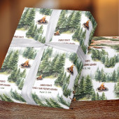 ファミリー懇親会フォレストキャンプファイアーグリーンネーム ラッピングペーパー