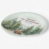 ファミリー懇親会フォレストキャンプファイアーグリーン ペーパープレート (アングル)