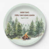 ファミリー懇親会フォレストキャンプファイアーグリーン ペーパープレート (正面)