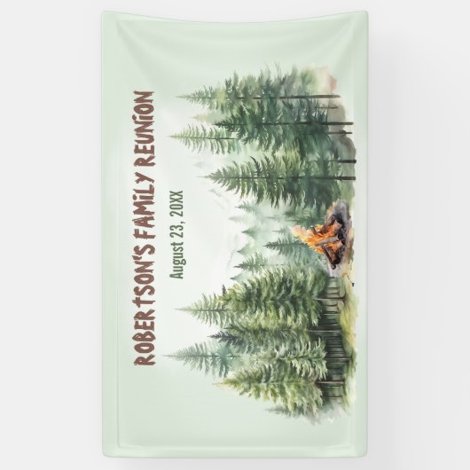 ファミリー懇親会フォレストキャンプファイアーグリーン 横断幕 (縦)