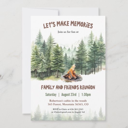 ファミリー懇親会フォレストキャンプファイア招待状 招待状 (正面)
