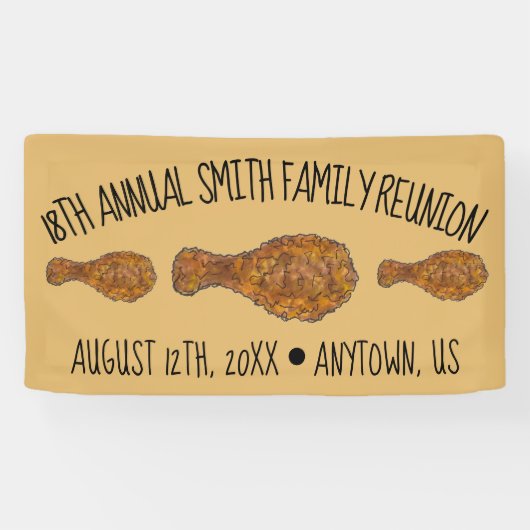 ファミリー懇親会フライドチキンレッグのドラムピクニック 横断幕 (横)