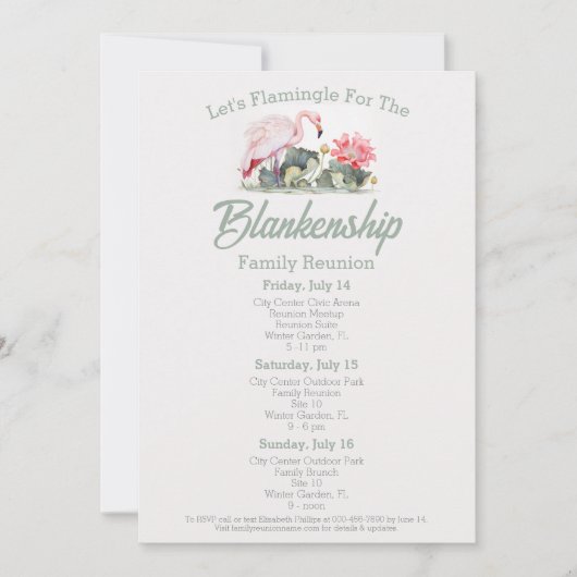 ファミリー懇親会フラミンゴアートトリプルデイトロピカル 招待状 (正面)