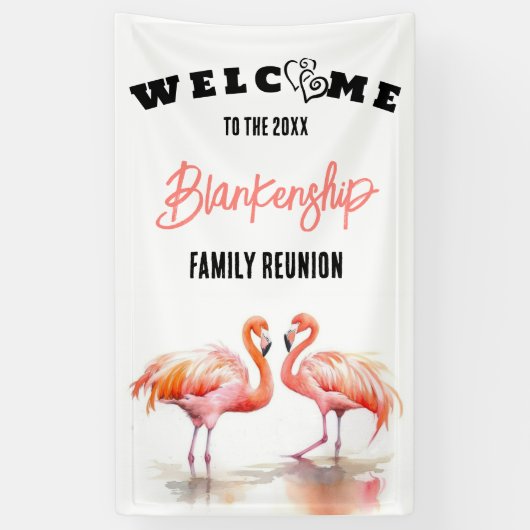 ファミリー懇親会フラミンゴハートカスタム 横断幕 (縦)