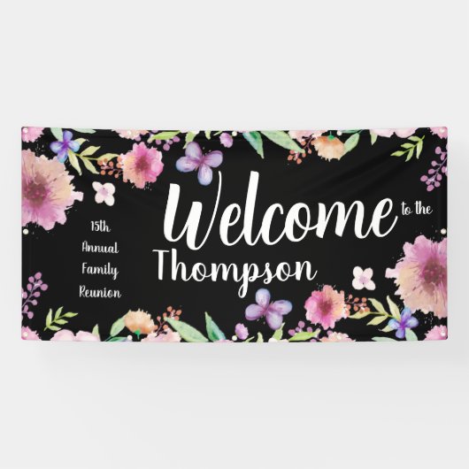 ファミリー懇親会フラワーバタフライバナー 横断幕 (横)