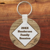 ファミリー懇親会ブラウンウッドグレインフォトキープサケ キーホルダー (正面)
