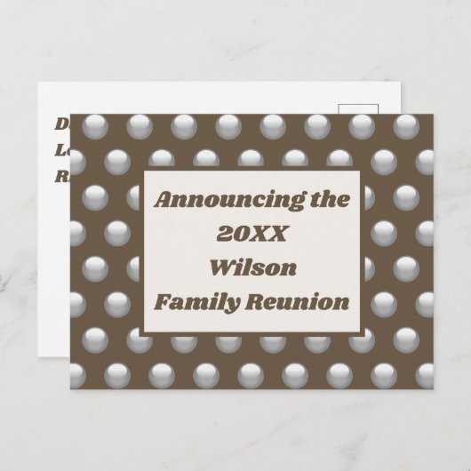 ファミリー懇親会ブラウンシルバー水玉模様発表 ポストカード (正面/裏面)