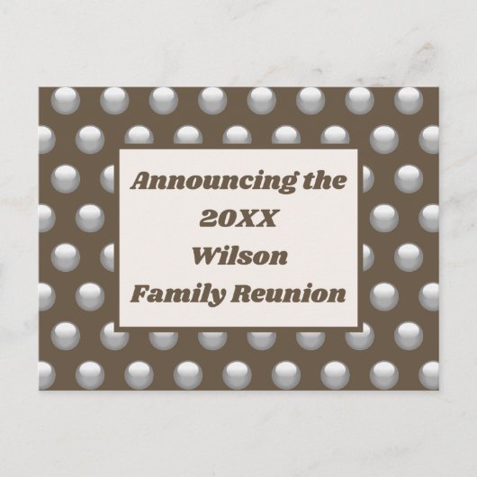 ファミリー懇親会ブラウンシルバー水玉模様発表 ポストカード (正面)