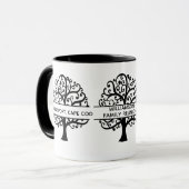 ファミリー懇親会ブラックファミリーツリーモダンスケッチ マグカップ (正面左)