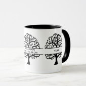 ファミリー懇親会ブラックファミリーツリーモダンスケッチ マグカップ (正面右)
