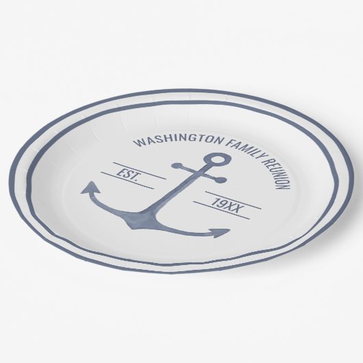 ファミリー懇親会ブルーいかりパーティープレート ペーパープレート (アングル)