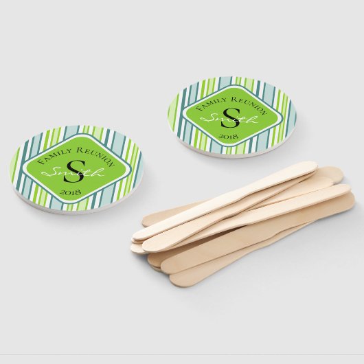 ファミリー懇親会ブルーとグリーンストライプ ハンドファン (組立なし)