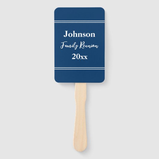 ファミリー懇親会ブルーとホワイトネーム年テンプレート ハンドファン (正面)