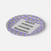 ファミリー懇親会ブルーグレーモダン水玉模様 ペーパープレート (アングル)