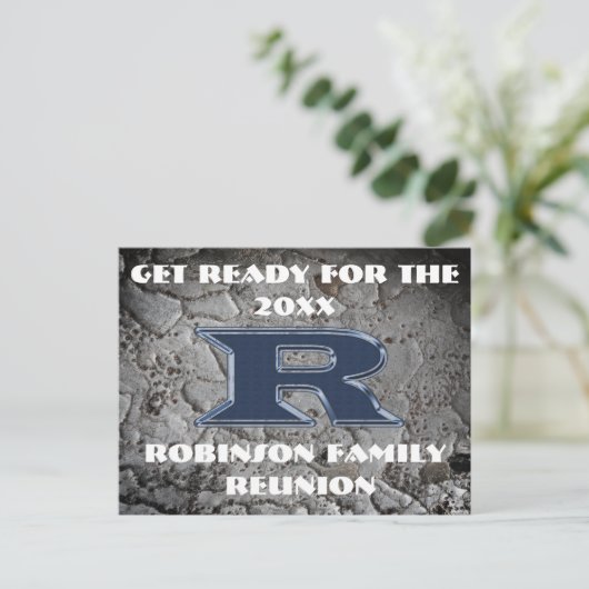 ファミリー懇親会ブルーレターRモノグラム発表 ポストカード (スタンド正面)