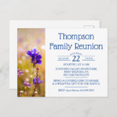 ファミリー懇親会ブルーワイルドフラワー インビテーションポストカード (正面/裏面)