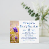 ファミリー懇親会ブルーワイルドフラワー インビテーションポストカード (スタンド正面)