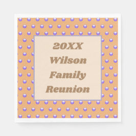 ファミリー懇親会ブルー&ピーチパターン水玉模様 スタンダードランチョンナプキン