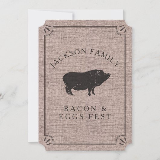 ファミリー懇親会ブ素朴ランチファームヴィンテージ豚 招待状 (正面)