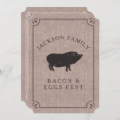 ファミリー懇親会ブ素朴ランチファームヴィンテージ豚 招待状 (正面/裏面)