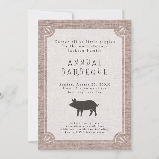 ファミリー懇親会ブ素朴ランチファームヴィンテージ豚 招待状 (裏面)